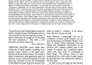 The opening page of "Verbatim Theatre: Oral History and Documentary Techniques" by Derek Paget
