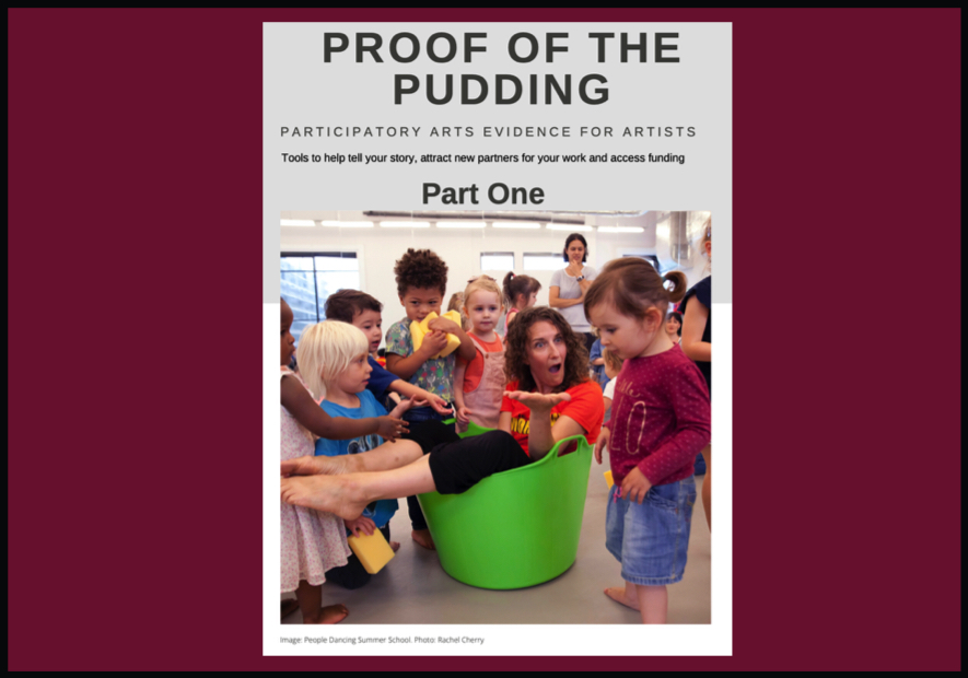 Proof of the pudding part one. Cover art is a group of toddlers gathered around a woman who is feigning shock at the fact that she is sat in a green bucket.