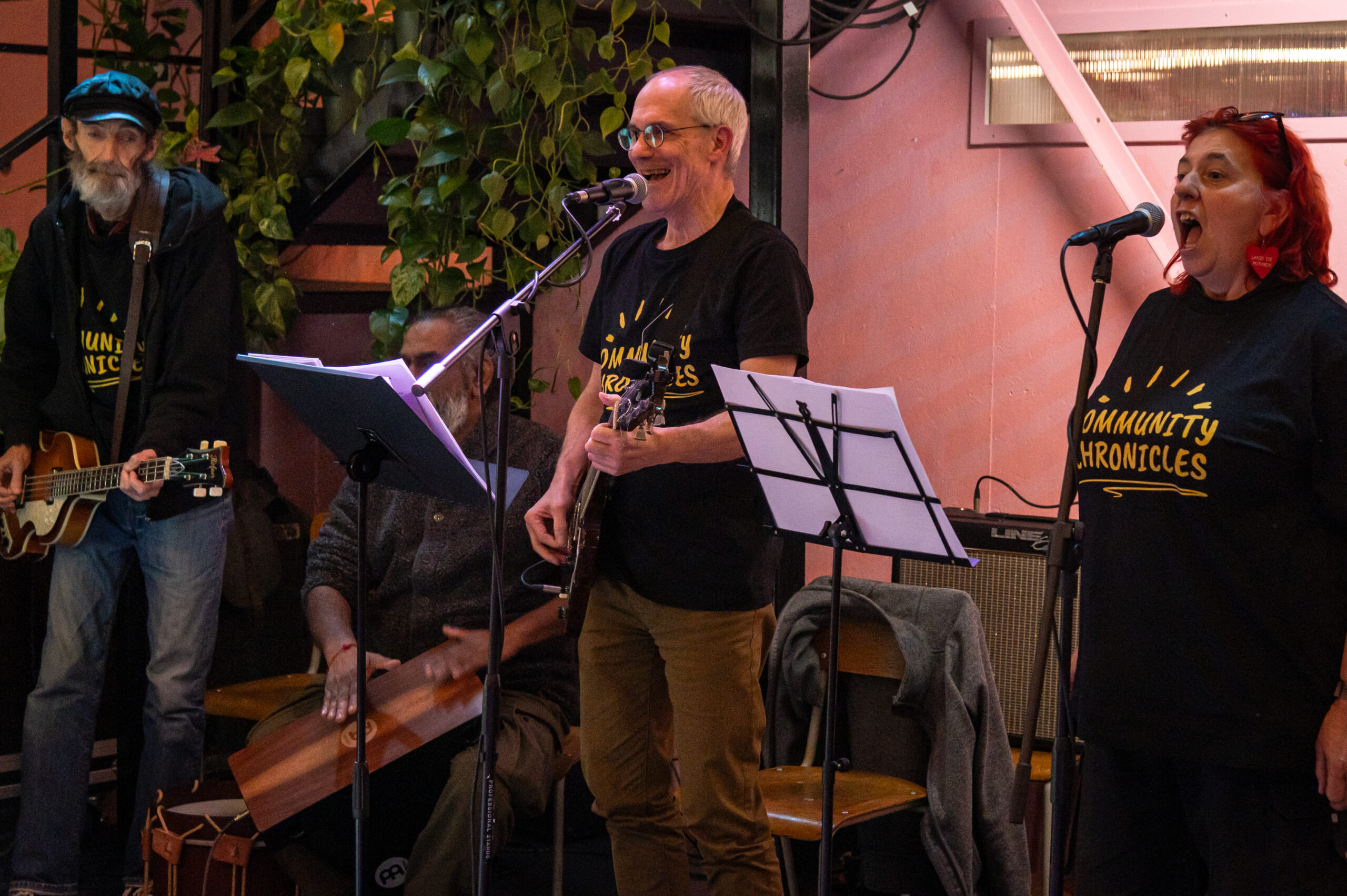 The Hip Replacements, Collective Encounters' live band playing at Community Chronicles